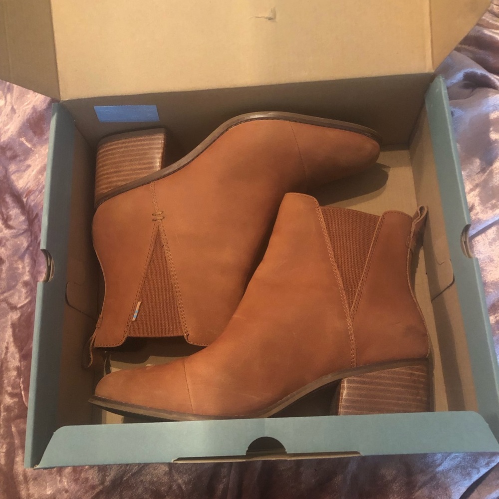 Toms Esme Tan Leather Boots